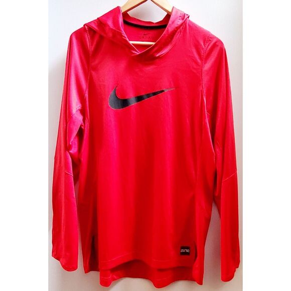 Nike ELITE DriFit Hoodie MED Red/Black Swoosh Light Activewear Perforated/Solid - Picture 2 of 14